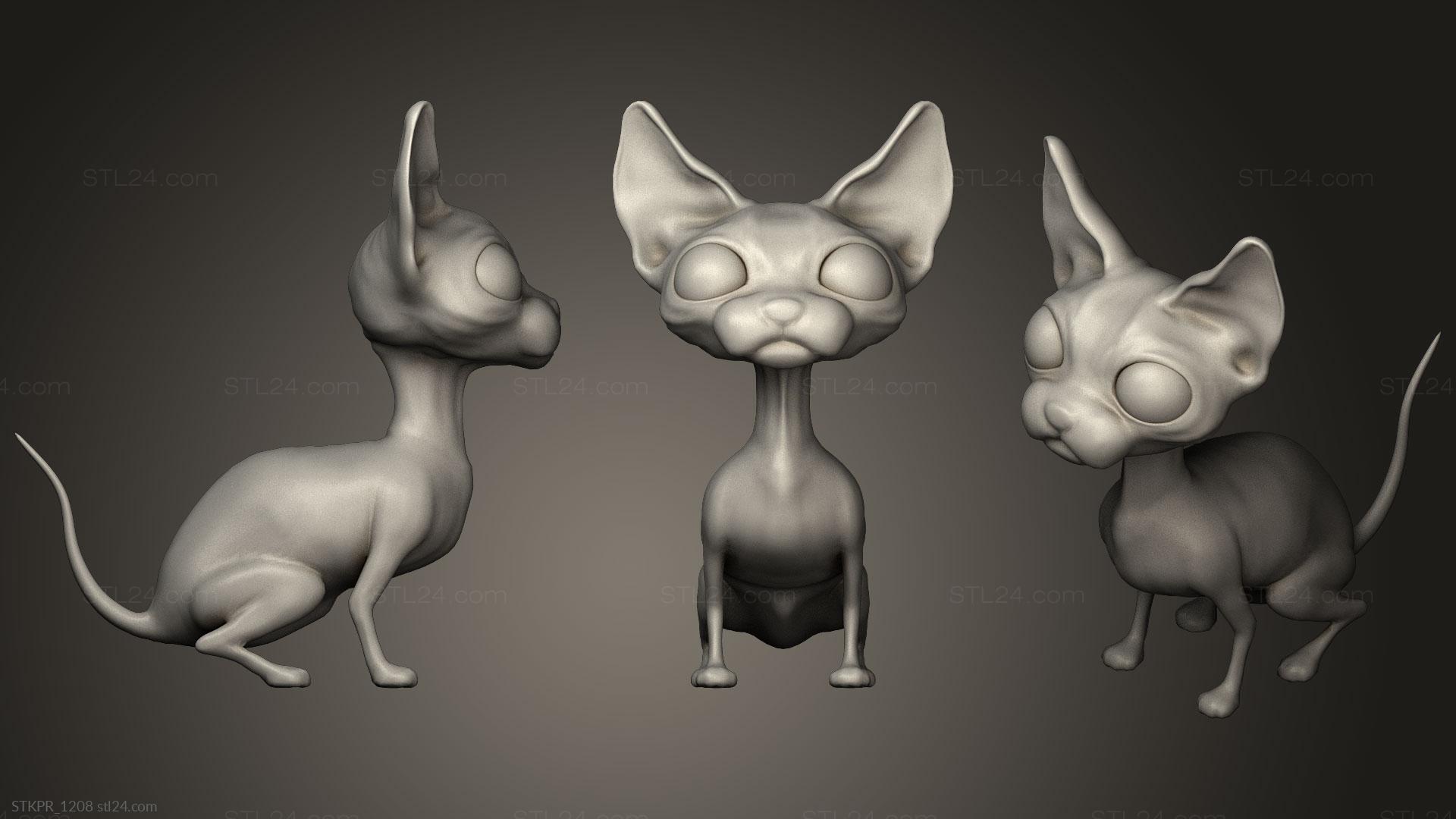 Figurines simple - Sphynx cat, STKPR_1208. 3D stl model for CNC